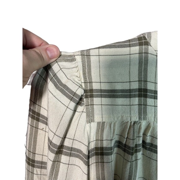 Wilfred Free Puff Sleeve Button front plaid Top - Picture 6 of 11